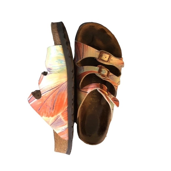 Birkenstock By Papillio Florida Sandals Size 40 EU- 9 US 3 Strap Hawaiian Print - Picture 3 of 6